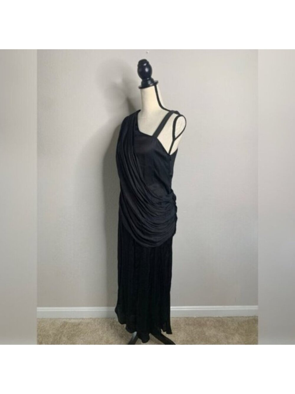 Nicholas K Black One-Shoulder Draped Satin Midi Dress - Picture 5 of 17